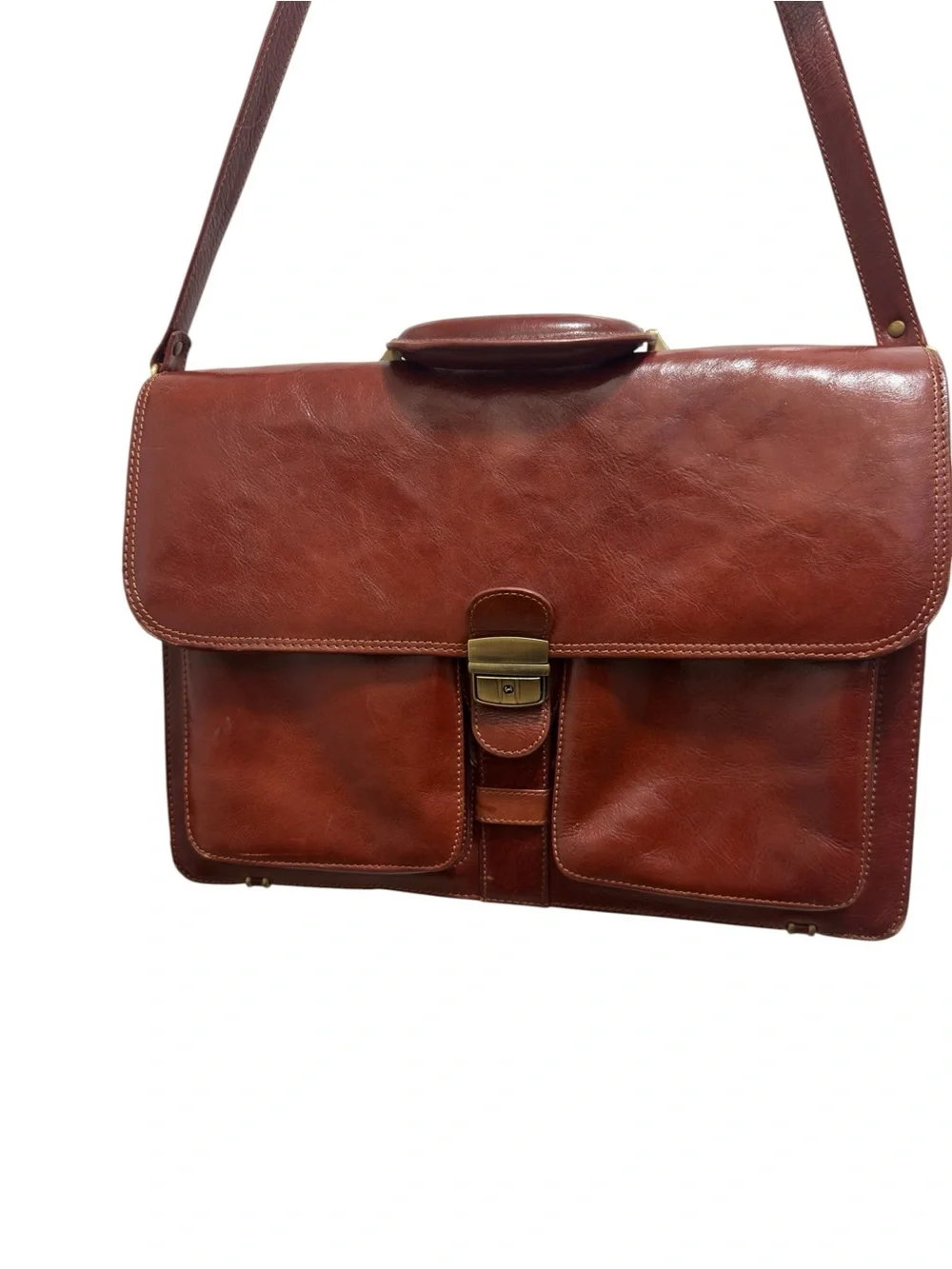 Leather Briefcase Messenger Bag in Brown - Classic Professional Carry